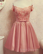 Lace Off Shoulder Satin Homecoming Dress Bow Sashes