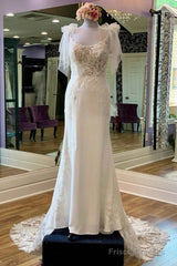 Lace Scoop Neck Backless Mermaid Long Wedding Gown