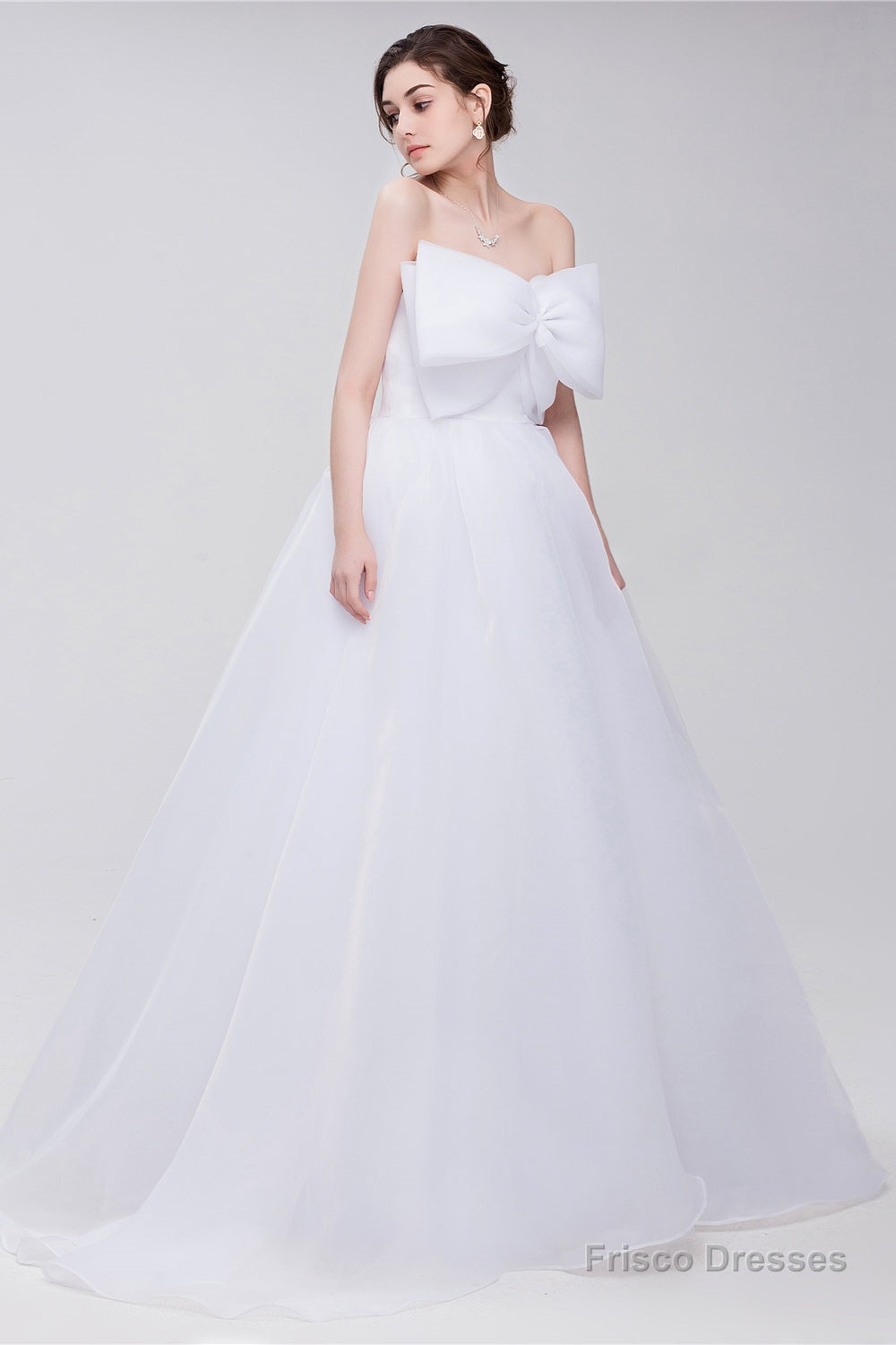 Lace Sheer Waist Long Pleated A-line Train Wedding Dresses with Half Sleeves