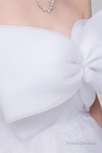 Lace Sheer Waist Long Pleated A-line Train Wedding Dresses with Half Sleeves