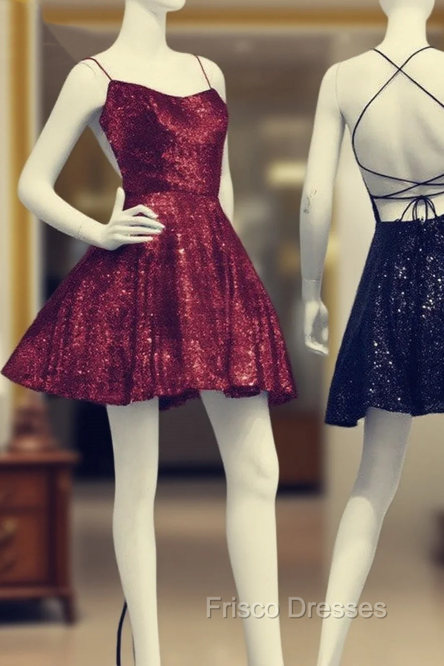 Lace Up Back Homecoming Dress Sequins Main image