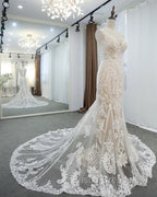 Lace V Neck Mermaid Wedding Dress