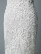 Lace Wedding Dress Mermaid Sweetheart Strapless Sleeveless Floor Length With Train Bridal Dresses