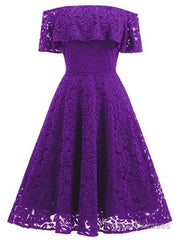 Lace Womens Off-The-Shoulder Sleeveless Lace homecoming Dress