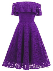 Lace WomenS Off-The-Shoulder Sleeveless Lace Homecoming Dress