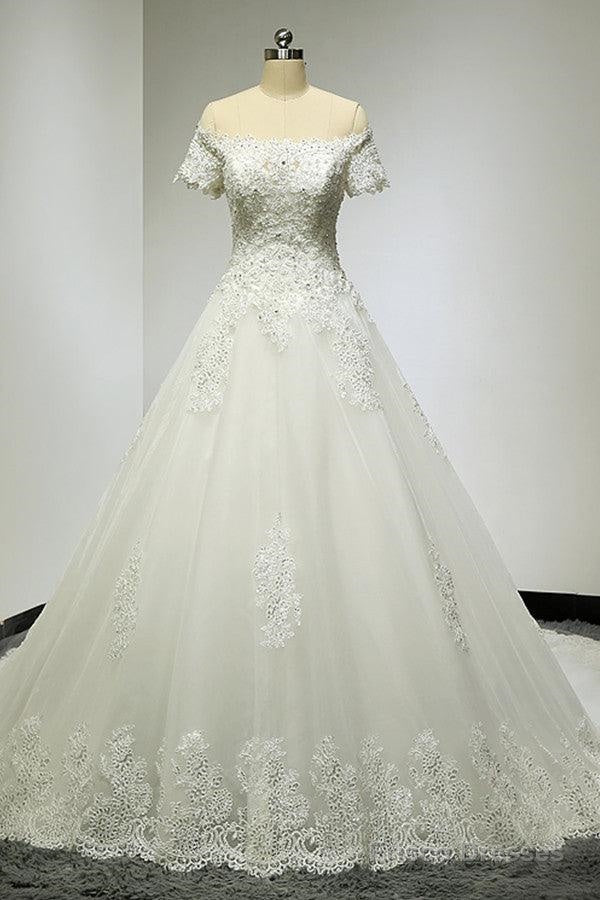 Large Tail Diamond Wedding Short Sleeved Lace High-End Wedding Band Main image