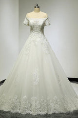 Large Tail Diamond Wedding Short Sleeved Lace High-End Wedding Band