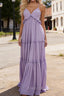 Lavender A-line V Neck Sleeveless Floor-Length Chiffon Prom Dress Long Prom Dresses Backless with Pleated Ruffles