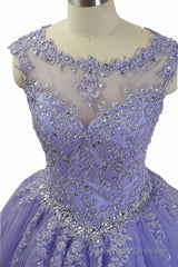 Lavender Ball Gown Quinceanera Dresses Lace Appliqued Dress