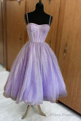 Lavender Midi Sparkly Ball Gown