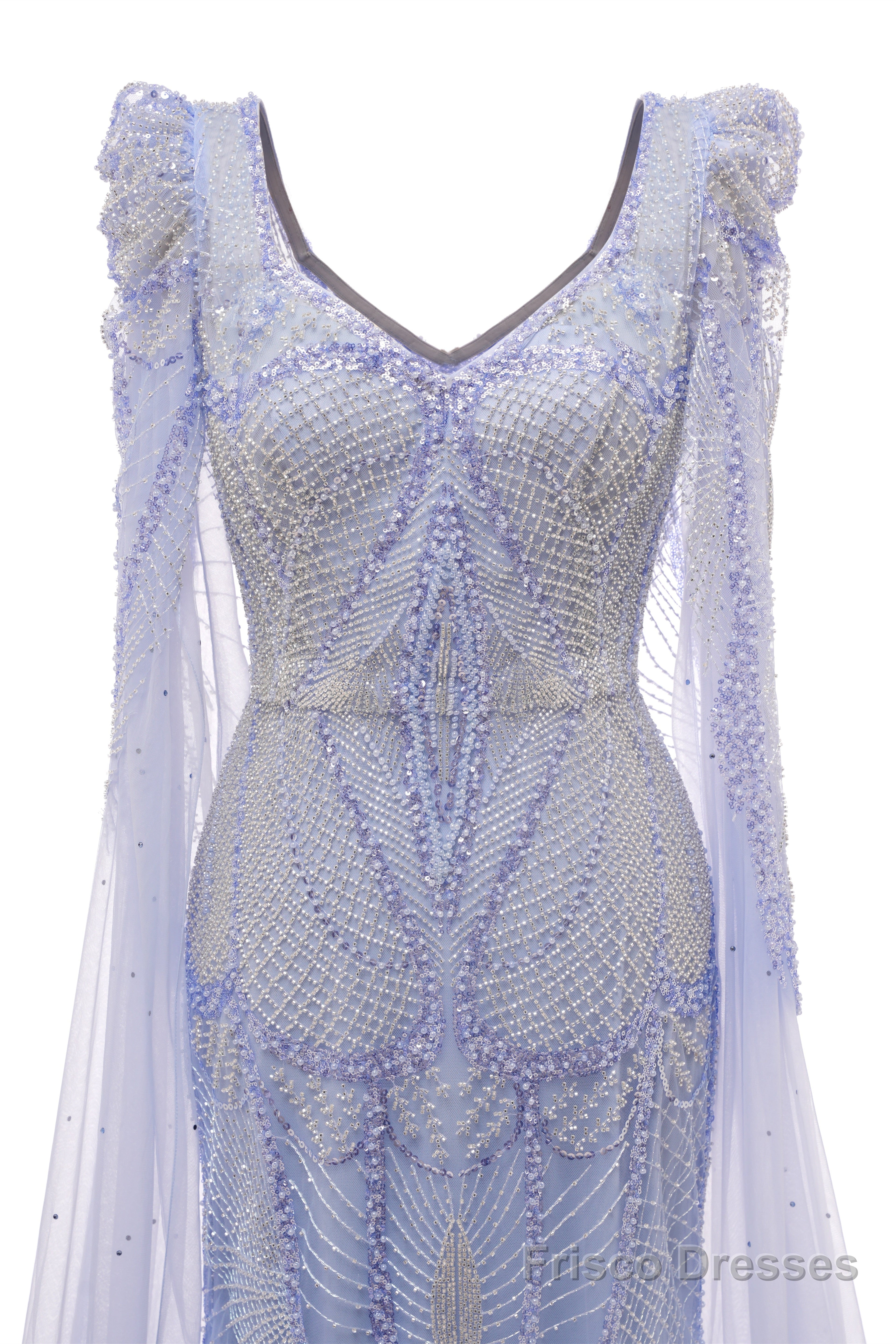 Lavender Prom Dresses Mermaid Heavily Beading Tulle Women Luxury Evening Dresses With Long Sleeves