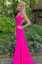 Lavender Rhinestone Spaghetti Straps Mermaid Prom Dress