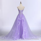 Lavender Sweetheart Tulle A-Line Lace Applique Party Dress, Beautiful Sweet 16 Dress
