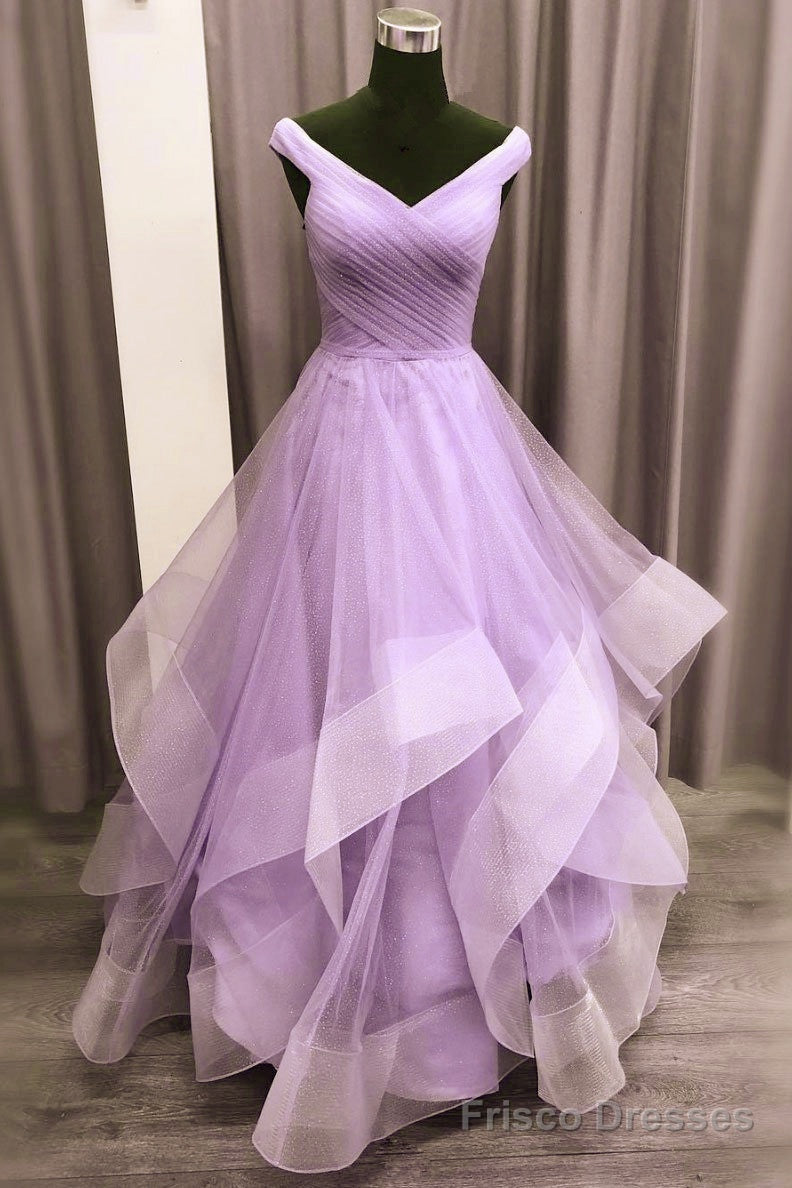 Lavender Tulle Sweetheart Layers Princess Long Party Dress, Tulle Floor Length Prom Dress Main image
