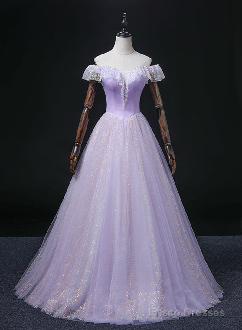 Lavender Tulle Sweetheart Off Shoulder Formal Dress, Long Party Dress Prom Dress Main image