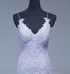 Lavener Tulle with Lace Sheath Spaghetti Straps Evening Dresses, Long Prom Dresses