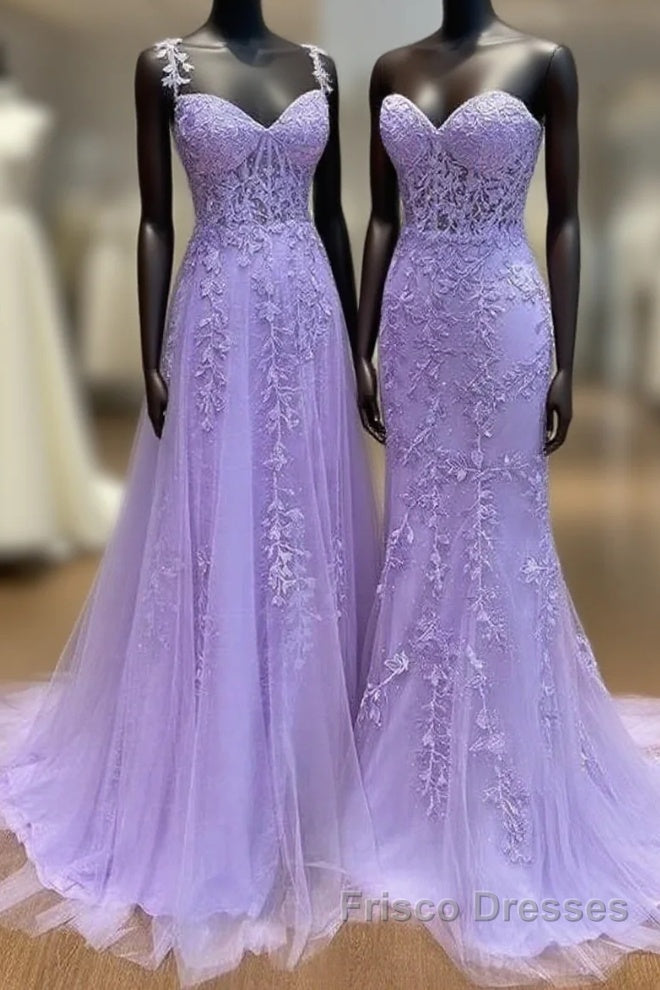 Leaf Lace Long Violet Purple Formal Prom Dress Corset Bodice Main image