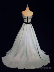 Light Blue A line Long Prom  Dress, Blue  Formal Evening Dresses