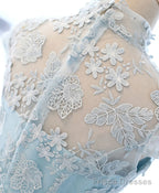 Light Blue Applique Short Prom Dress, Blue Homecoming Dress