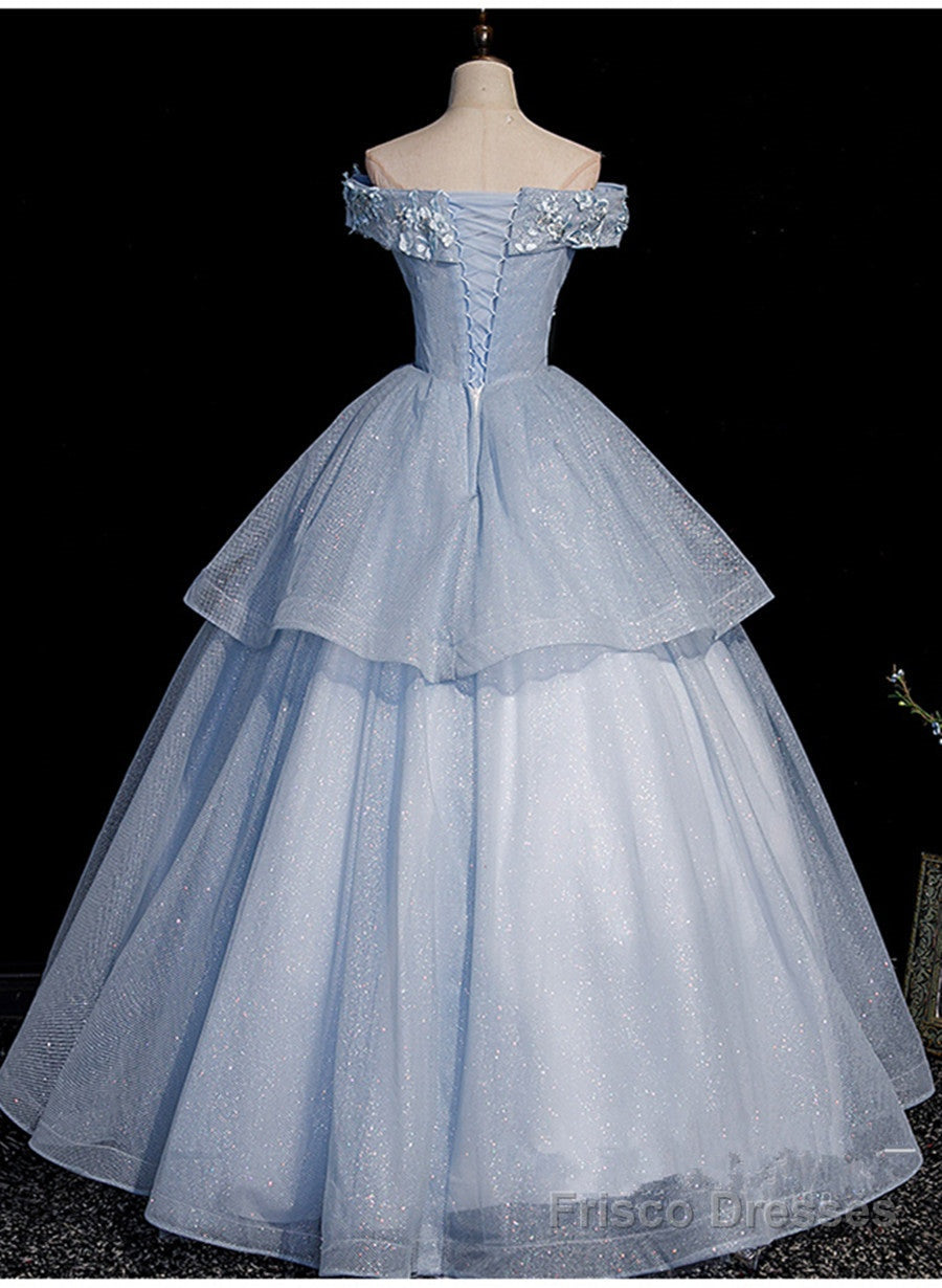 Light Blue Ball Gown Tulle with Lace Formal Dress, Blue Sweet 16 Dresses Main image