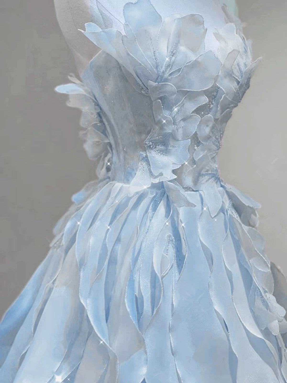 Light Blue Fashion Fairy Low Back Long Party Dress, Light Blue Prom Dress Secondary image