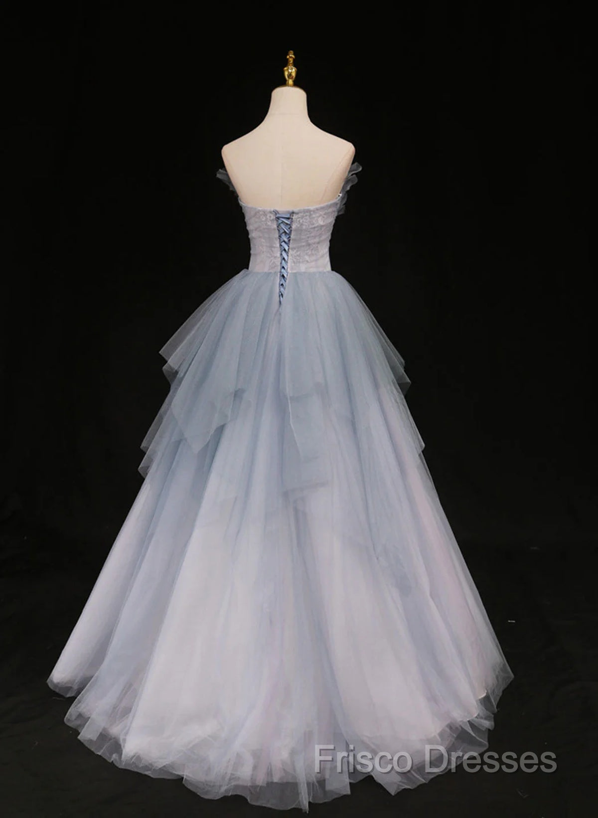Light Blue Gradient Tulle With Beaded Long Formal Dress, Light Blue Long Formal Prom Dress Secondary image