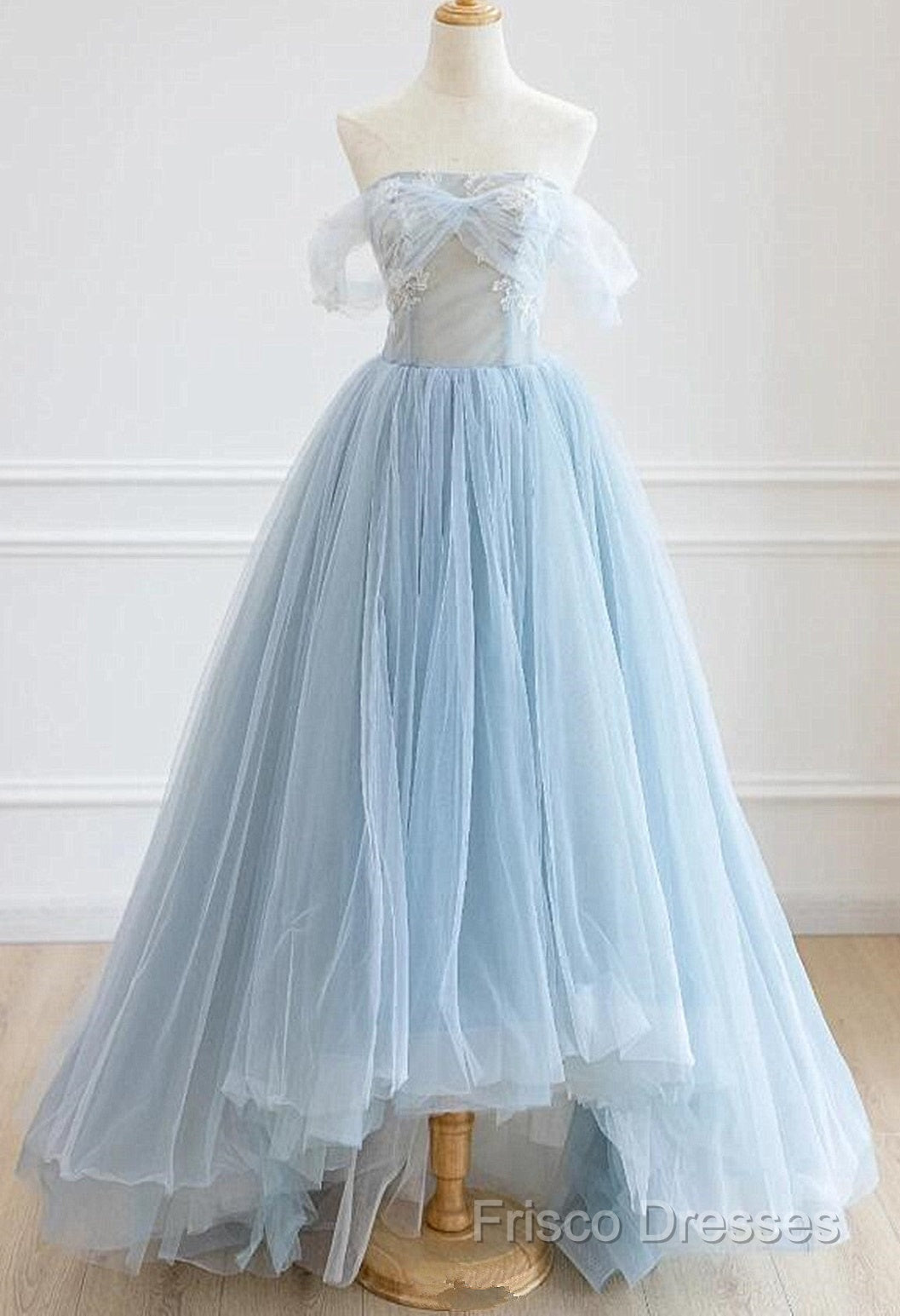Light Blue High Low Tulle Sweetheart Formal Prom Dress, Light Blue Homecoming Dress Main image