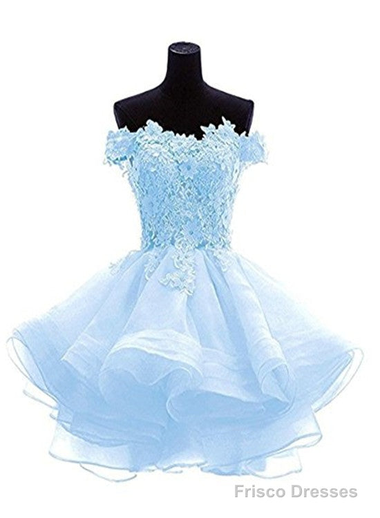 Light Blue Knee Length Homecoming Dress, Cute Short Prom Dress, Party Dress Main image