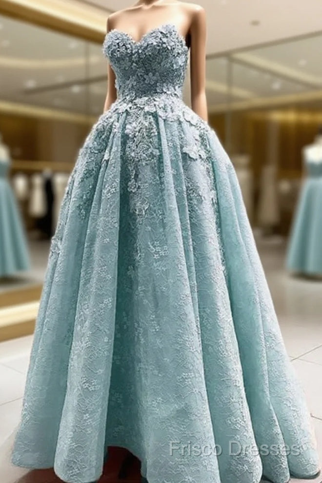 Light Blue Lace High Low Hem Dress Main image