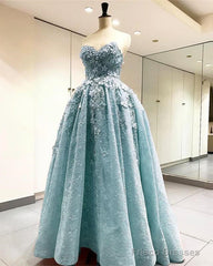 Light Blue Lace High Low Hem Dress