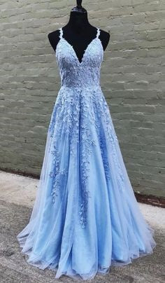 Light Blue Lace Prom Dress, Military Ball Dress,Winter Formal Evening Dress, Schoold Party Dress Main image