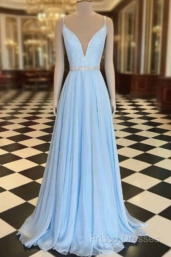 Light Blue Formal Prom Dress Long , Dress For Graduation Party, Formal Dress, Formal Dress Main image