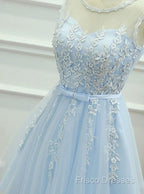 Light Blue Round Neckline Short Pretty Homecoming Dress, Light Blue Wedding Party Dress
