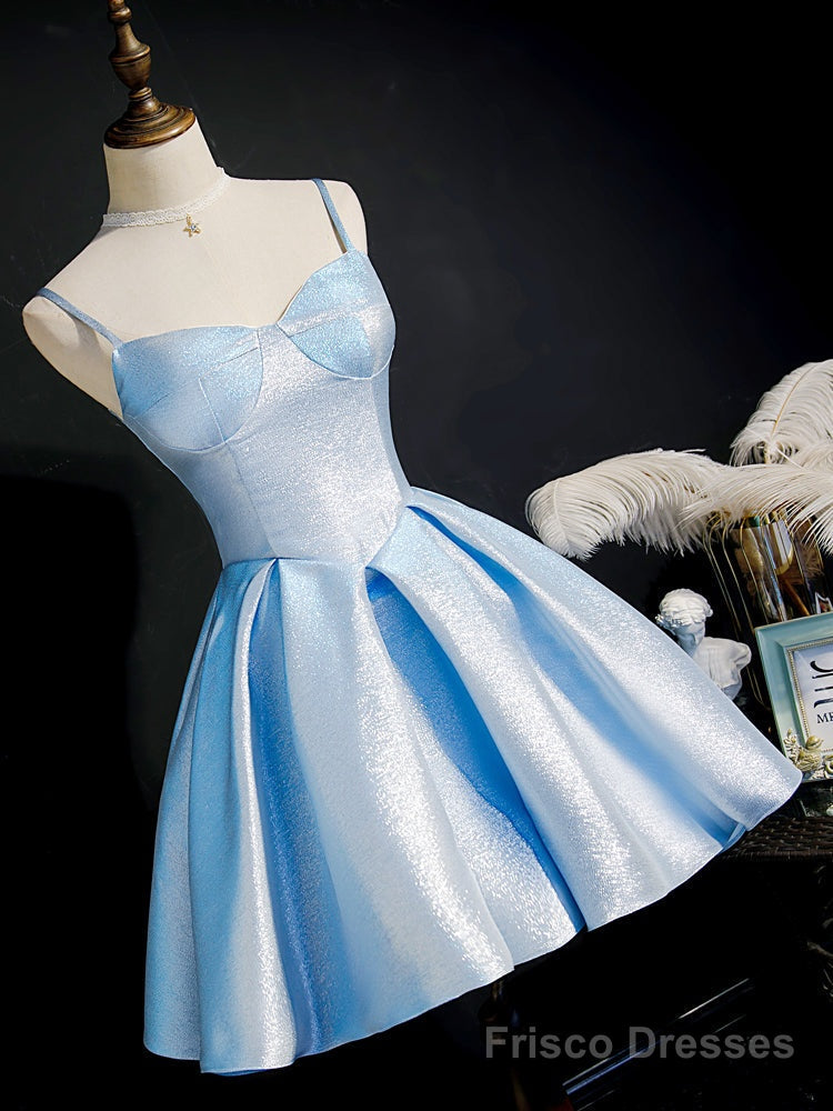 Light Blue Satin Sweetheart Homecoming Dress, Blue Short Prom Dress, Party Dress Main image