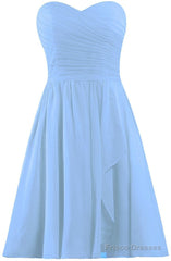 Light Blue Short Bridesmaid Dresses Chiffon Wedding Party Dress