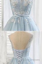 Light blue tulle short Formal Prom Dresses, blue homecoming Dresses