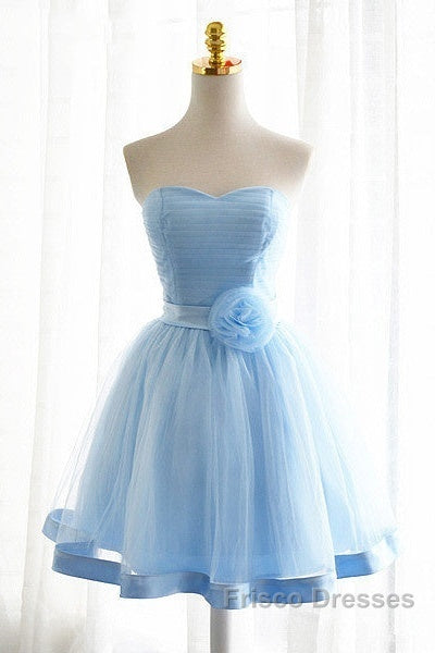 Light Blue Tulle Sweetheart With Bow Cute Party Dress, Blue Short Homecoming Dress Formal Prom Dress Secondary image