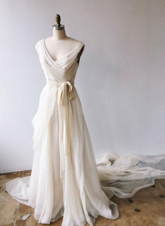 Light Champagne Chiffon Long Prom Dress. Champagne Evening Dress Main image