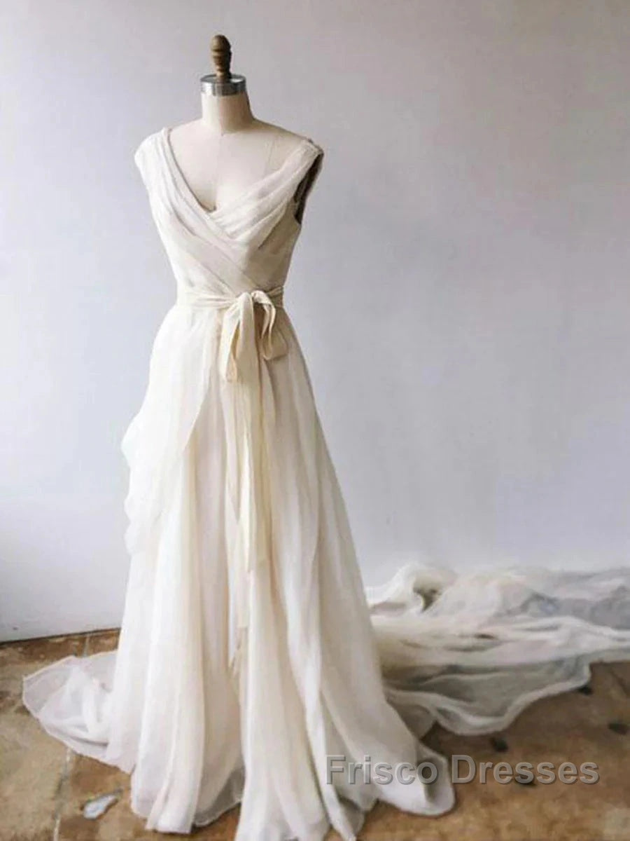 Light Champagne Chiffon Long Wedding Dress Secondary image