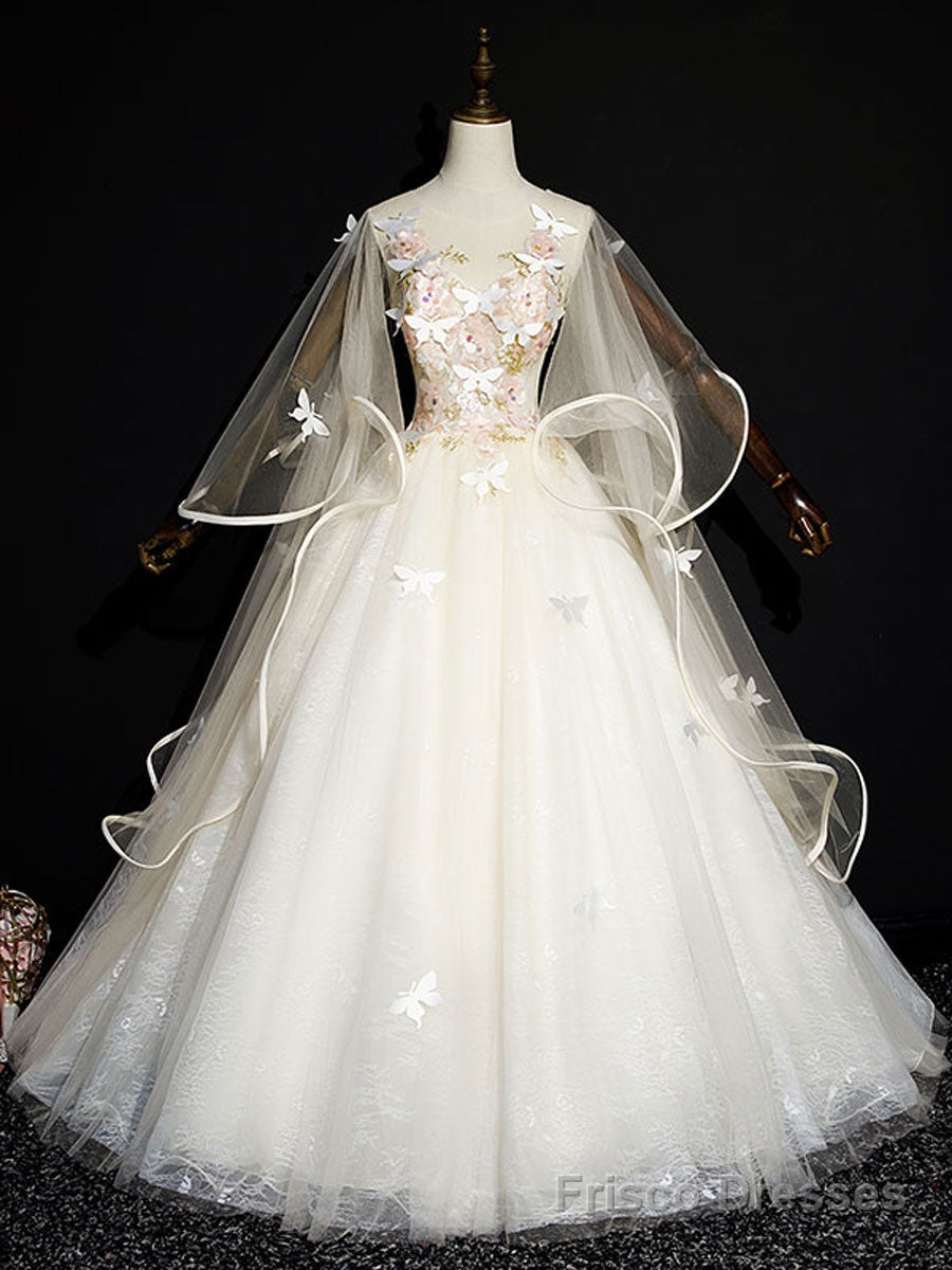 Light Champagne Long Prom Dresses, Champagne Tulle Formal Gown Sweet 16 Dresses Secondary image