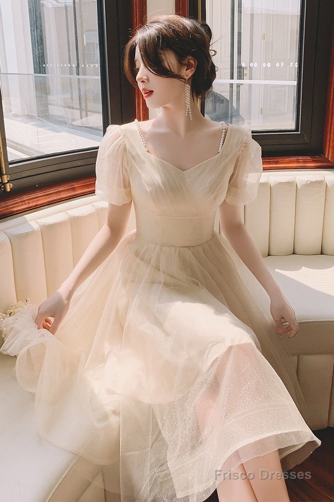 Light Champagne Short Homecoming Dress, Cute Tulle Short Prom Dress Secondary image