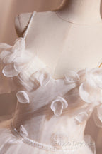 Light Champagne Spaghetti Strap Tulle Long Formal Prom Dress, Beautiful A-Line Formal Dress