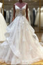 Light Champagne Tulle Lace Long Formal Prom Dress Lace Long Wedding Dress