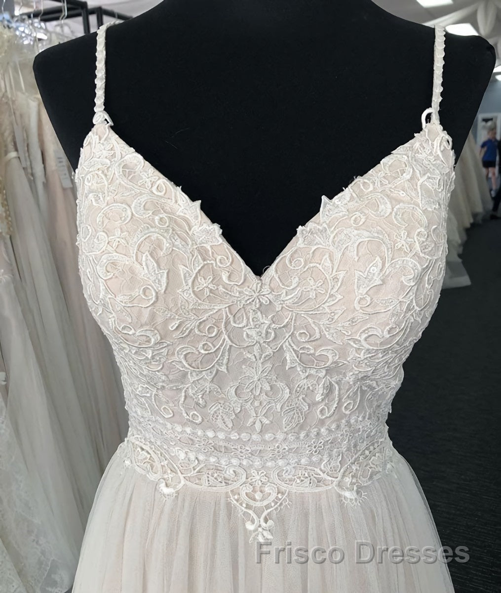 Light champagne tulle long Formal Prom Dresses, champagne tulle evening Dresses Secondary image