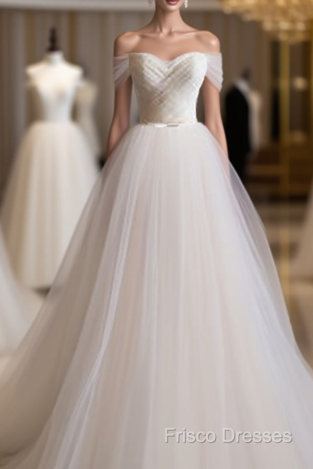 Light Champagne Tulle Long Formal Prom Dress, Wedding Dress Main image