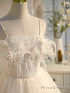 Light Champagne Tulle Short Prom Dress, Tulle Puffy Homecoming Dress