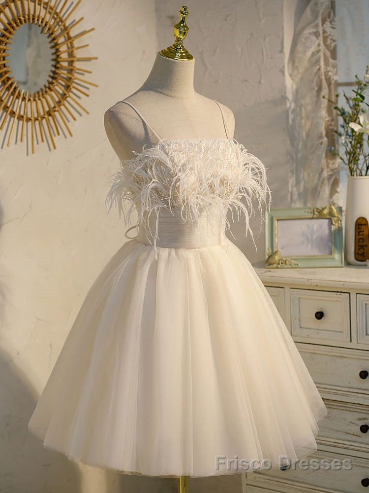 Light Champagne Tulle Short Prom Dress, Tulle Puffy Homecoming Dress Main image