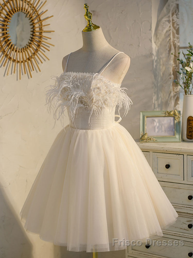 Light Champagne Tulle Short Prom Dress, Tulle Puffy Homecoming Dress Secondary image