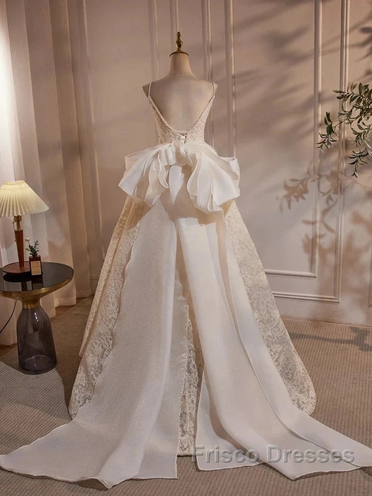 Light Champagne V-Neck Lace Long Formal Prom Dress Weeding Dress Secondary image