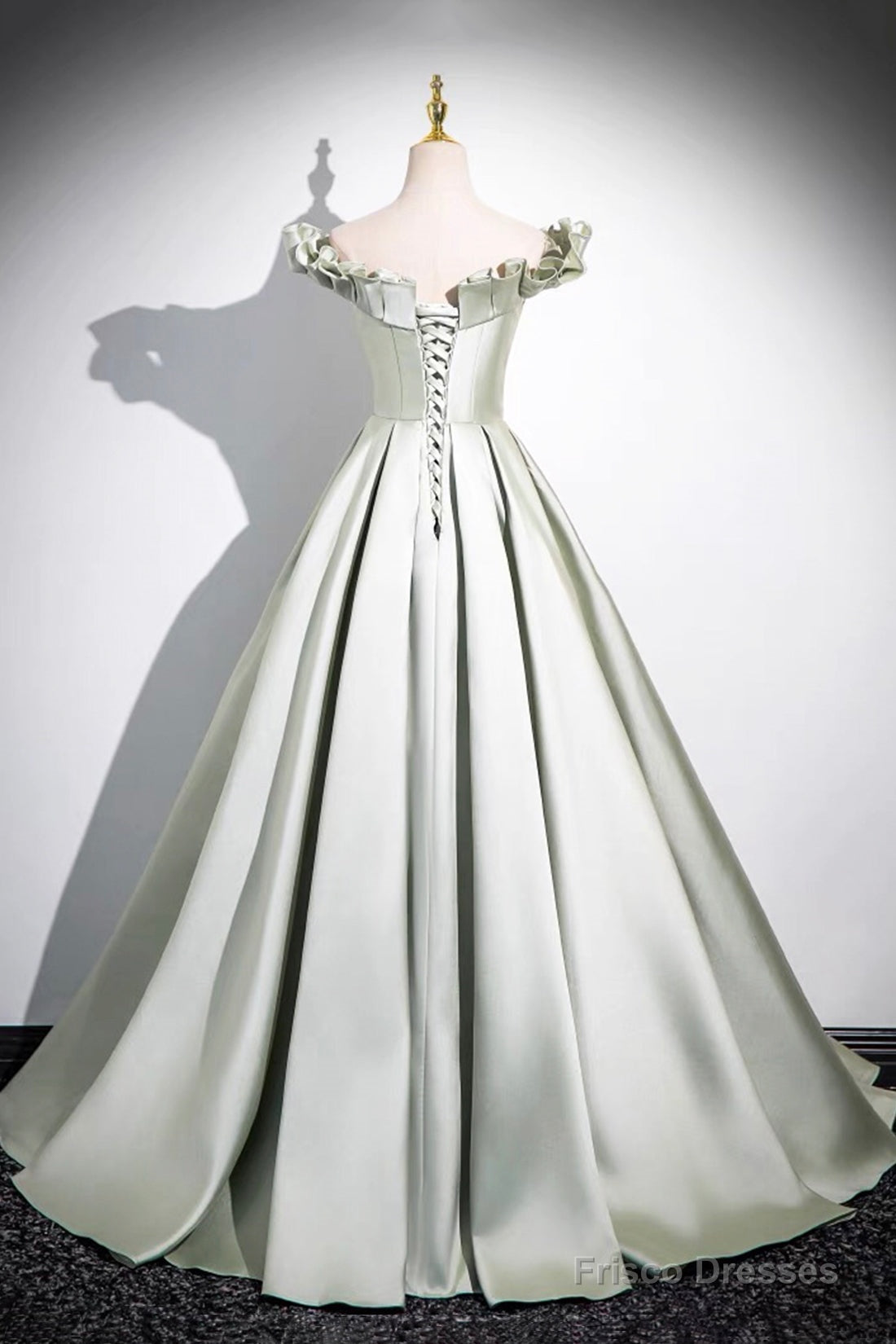 Light Green A-Line Satin Long Prom Dress, Simple Green Strapless Evening Dress